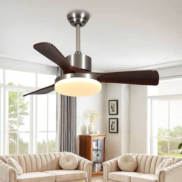 Byteany 42 in. Smart Indoor Silver Ceiling Fan with Light, Dimmable, Quiet Reversible DC Motor, 3 ABS Blades and Remote