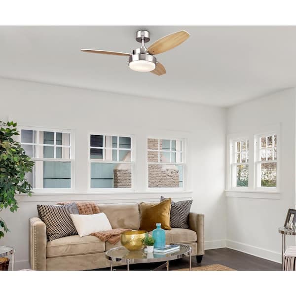 Alloy 42 in. LED Brushed Nickel Ceiling Fan with Light Kit