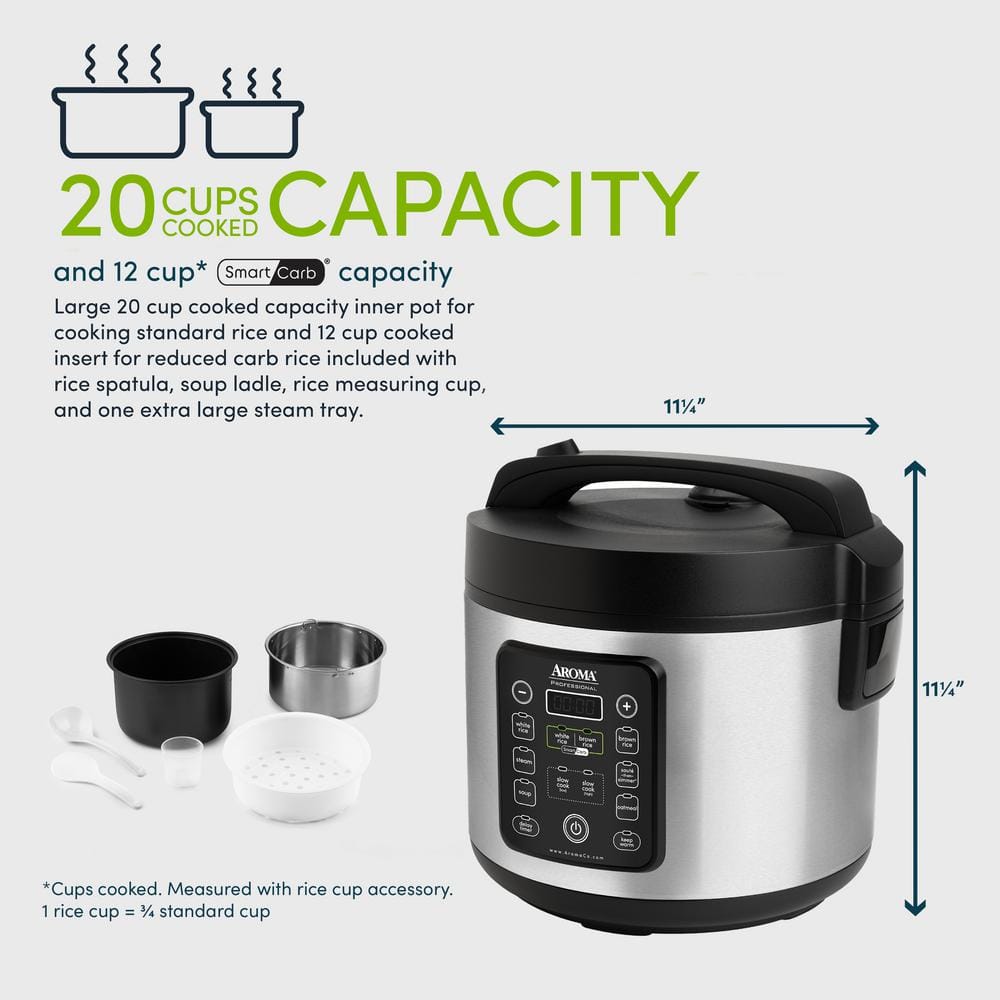 Stainless Steel 20-Cup Electric Rice Cooker with Steamer