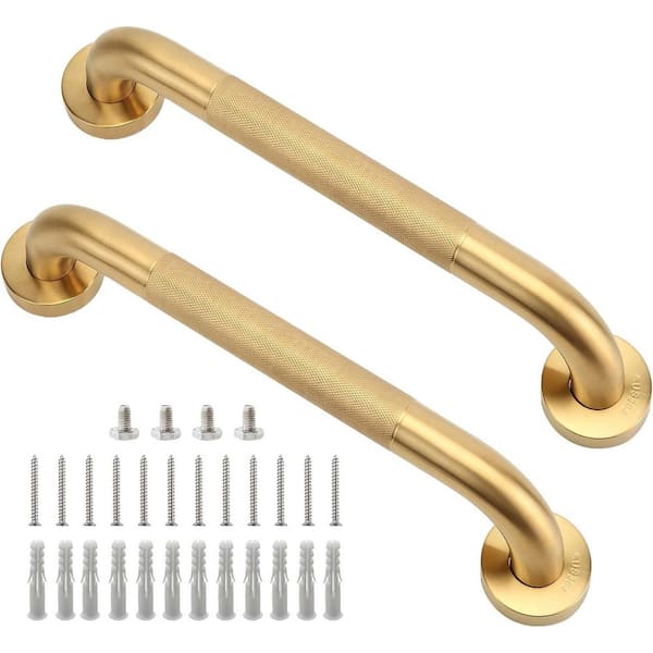 12 in. Stainless Steel Anti-Slip Grab Bars for Bathtubs and Showers, Handicap Shower Grab Bar for Seniors, Gold