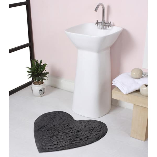 HOME WEAVERS INC Bell Flower Collection 100% Cotton Tufted Non-Slip Bath Rugs, 25 in. x25 in. , Gray