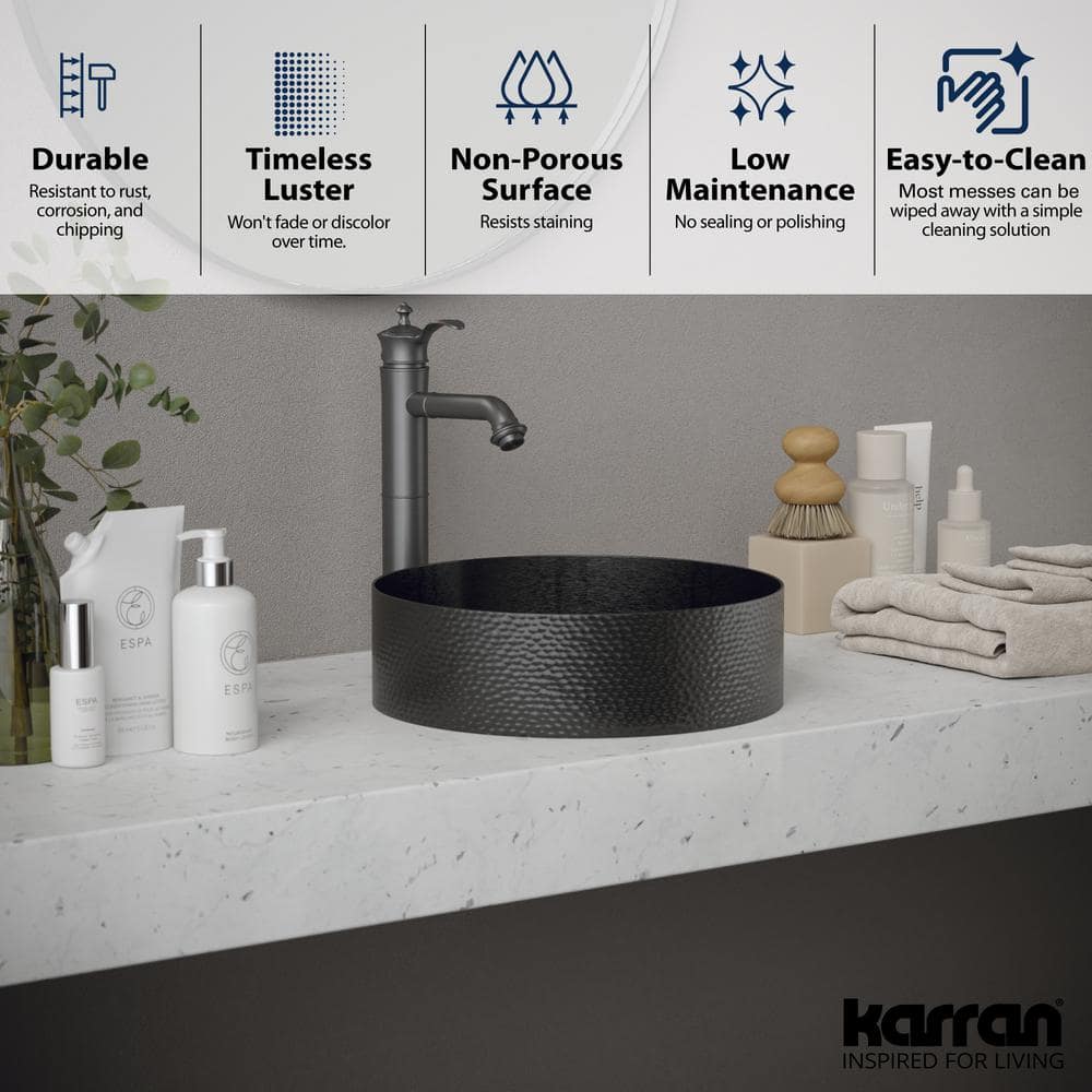 Gunmetal Gray Stainless Steel Round Vessel Sink