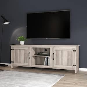 70 in. Gray Walnut Entertainment Center Fits TV's up to 60 in. TV Stand TV Console with 2-Doors Storage Cabinet