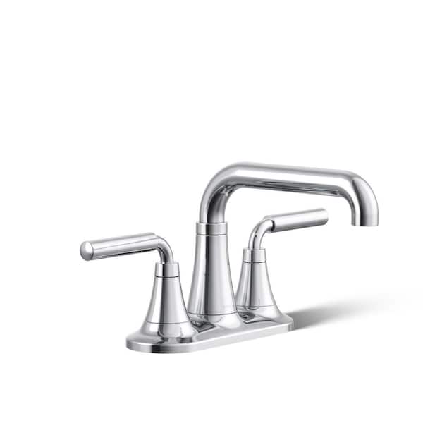 KOHLER Tone 4 in. Centerset Double Handle 1.0 GPM Bathroom Faucet in Polished Chrome