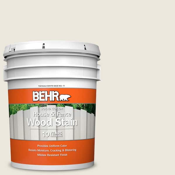 BEHR 5 gal. #BXC-32 Picket Fence White Solid Color House and Fence Exterior Wood Stain