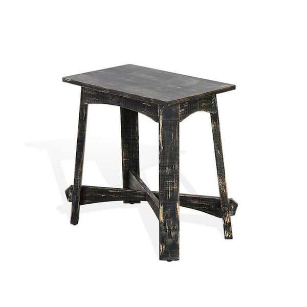 Benjara 24 in. Black Rectangle Wood End Table with X legs