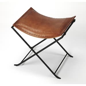 Melton 18.5 in. Brown Leather Stool