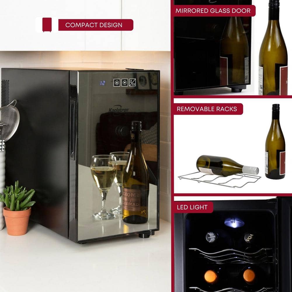 Compact Stainless Steel Thermoelectric 8-Bottle Wine Cooler with Glass Door
