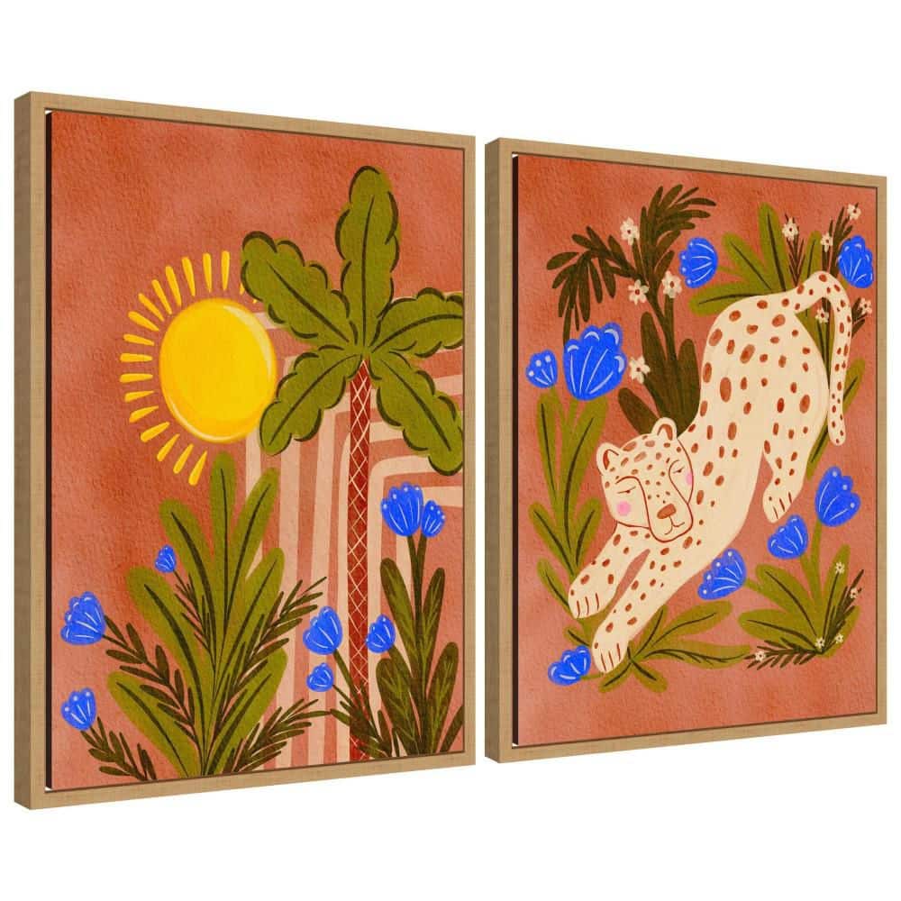 "2 Piece Sylvie ""Leopard inn Moroccan Forest"" by Nikita Jariwala Abstract Framed Art Print Set 24 in. x 18 in." price history on PriceWatchPro