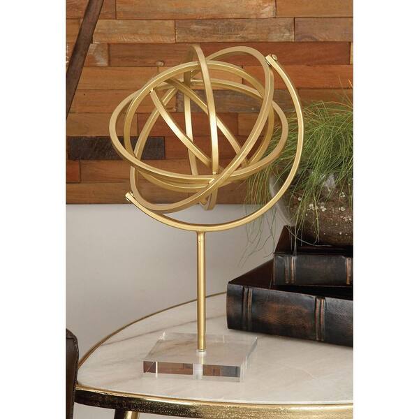 Litton Lane 16 in. Spherical Decorative Sculpture in Gold