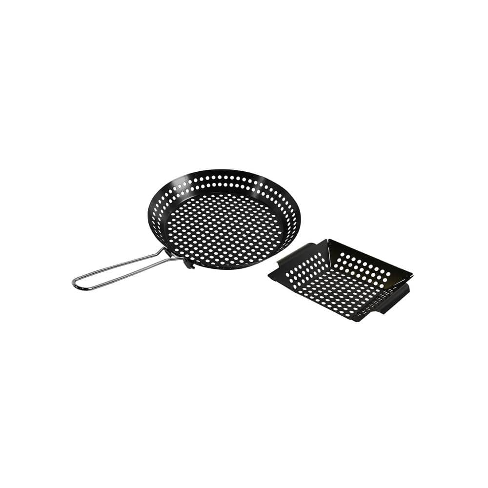 Non-Stick Steel Grill Topper Set with Skillet and Mini Wok