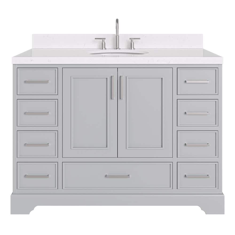 Stafford 48.25'' Gray Single Bathroom Vanity with Marble Top