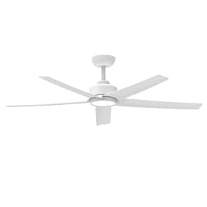 W5 52 in. LED Indoor White Ceiling Fan with Light and Remote, Reversible DC Motor, 5 Blades and 3 CCT Light Kit