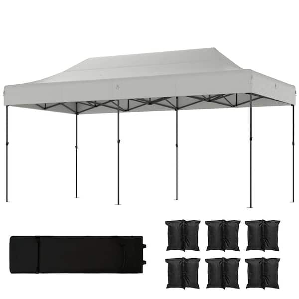 10 ft. x 20 ft. Heavy-Duty Pop Up Canopy Tent, UPF 50+ with Wheeled Carry Bag, for Market, Camping & Beach