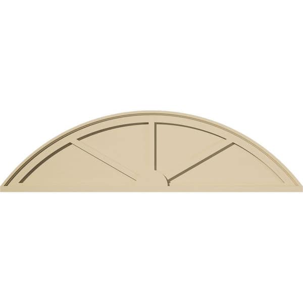 Ekena Millwork 52-in. W x 14-in. H x 2-in. P Segment Arch 3 Spoke Signature Urethane Pediment, Primed Tan
