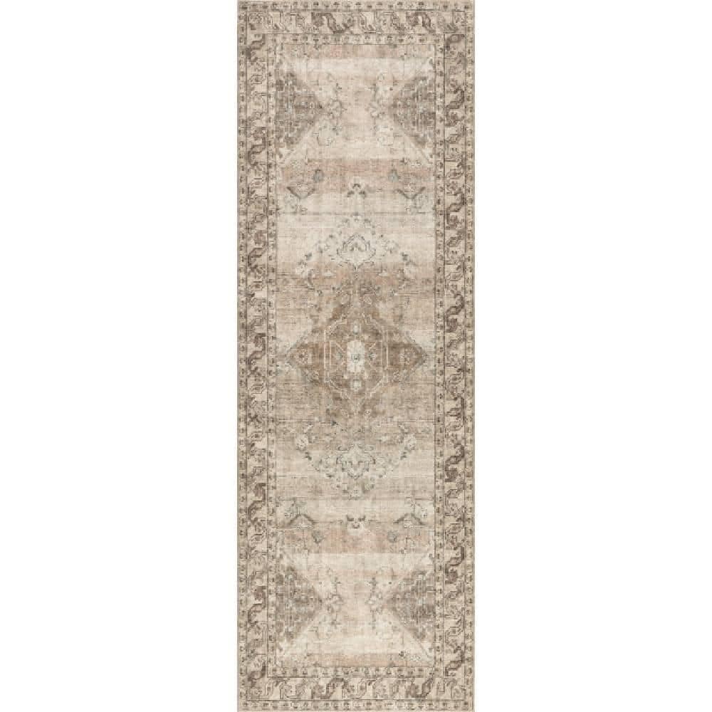 2 ft. 8 in. x 8 ft. Deka Brown Hillstone Collection Traditional Vintage Medallion Runner Rug price history on PriceWatchPro