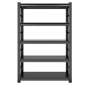47 in. W x 18 in. D x 78 in. H 2000 lbs. Freestanding Adjustable Heavy Duty Kitchen Metal Shelving in Black with 2 Rails