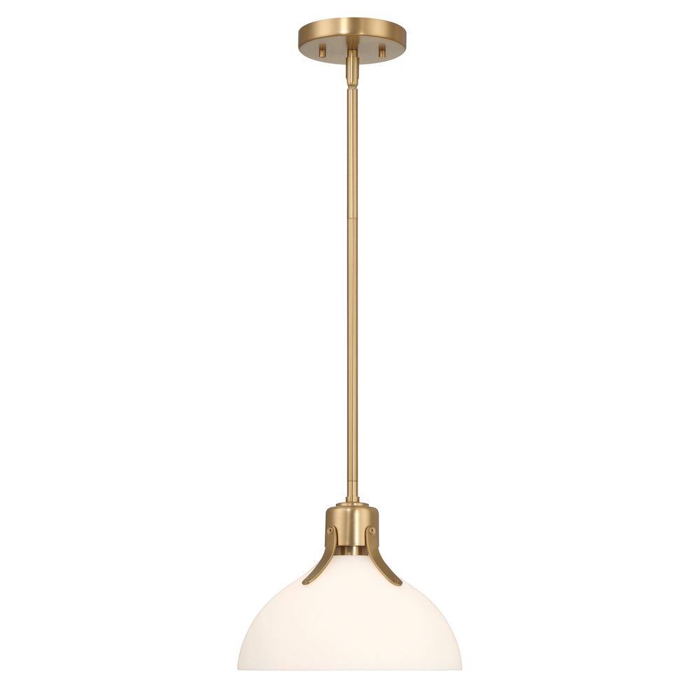 Gold and White Glass Dome Ceiling Light with Adjustable Height