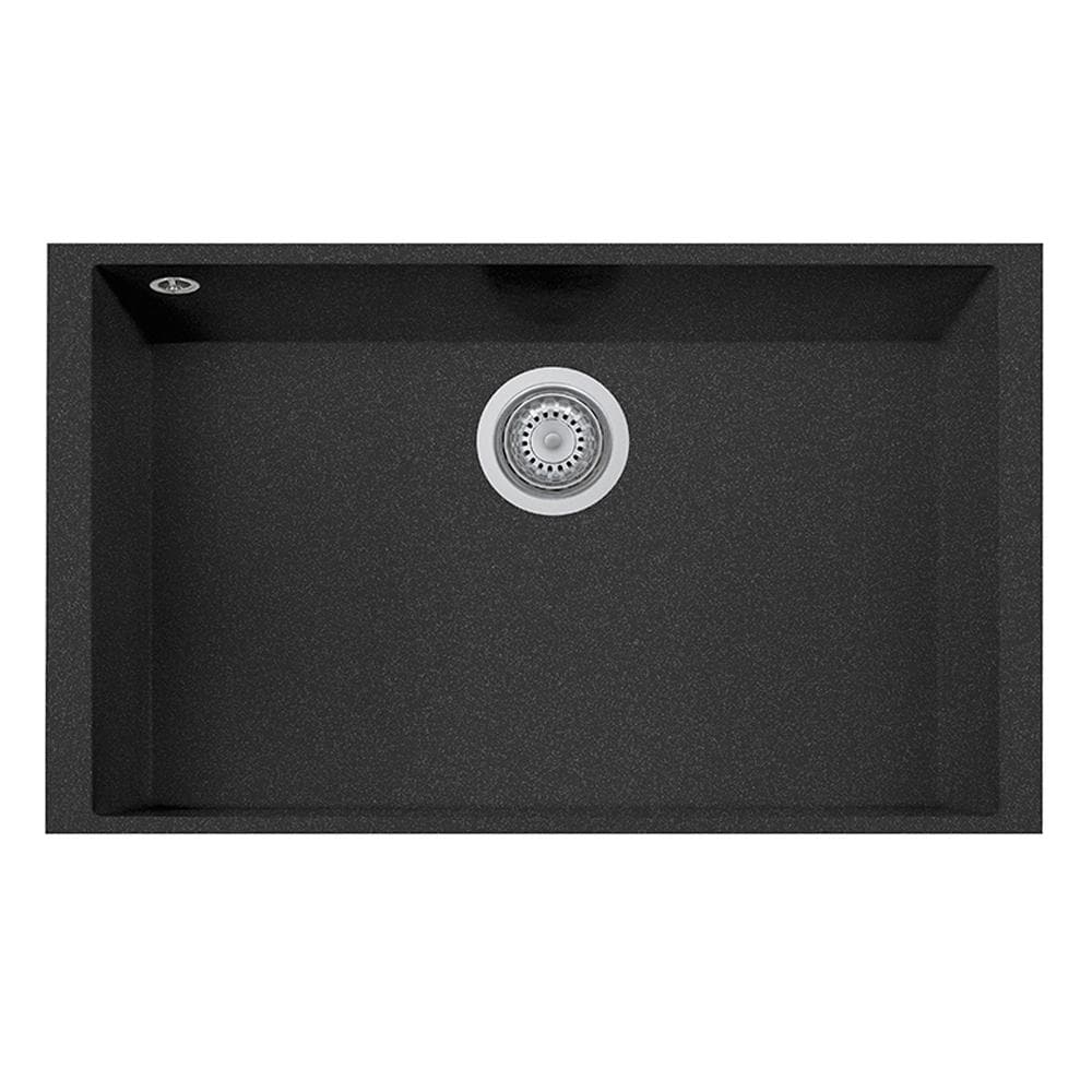 30" Black Granite Single Basin Drop-In Kitchen Sink