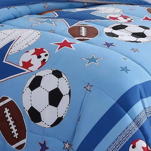 Sports 2-Piece Blue Sports Twin Comforter Set