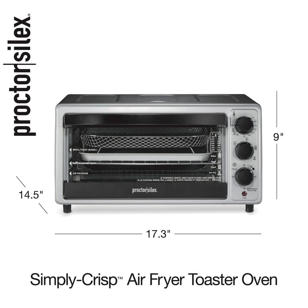 Black 6-Slice Air Fryer Toaster Oven with Broiler
