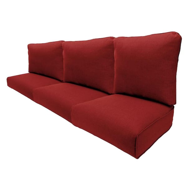 Hampton Bay Woodbury 57 x 24.75 Outdoor Sofa Cushion in Standard Chili