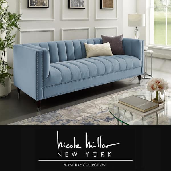 slate blue chrome velvet nicole miller sofas couches nsa102 02gc hd 64 600
