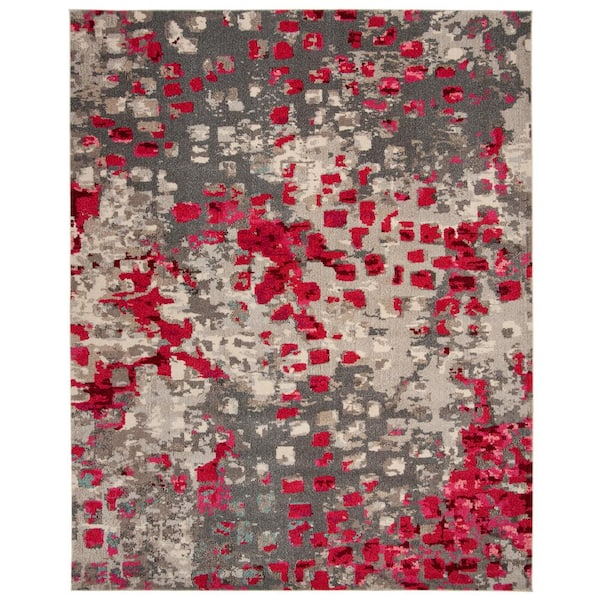 SAFAVIEH Monaco Gray/Fuchsia 8 ft. x 10 ft. Geometric Area Rug