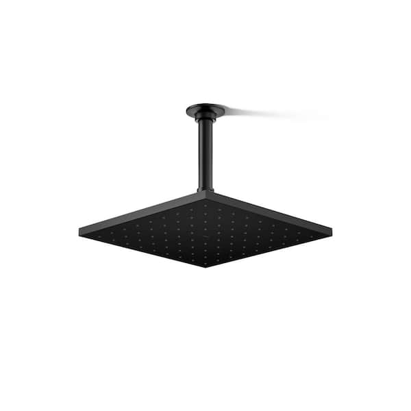 KOHLER Contemporary Square 1-Spray Patterns 1.75 GPM 10 in. Ceiling Mount Rainhead Fixed Shower Head in Matte Black