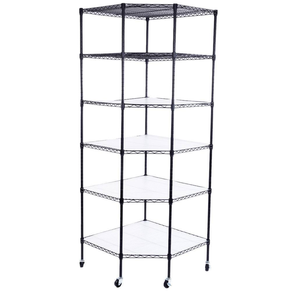 Karl home Black Heavy Duty 6Tier Metal Rolling Freestanding Garage