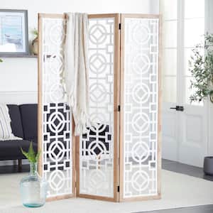 72 in. White Wood Farmhouse Room Divider Screen