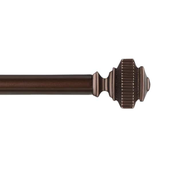 EXCLUSIVE HOME Rockwell 66 in. - 120 in. Adjustable Length 1 in. Dia Single Curtain Rod Kit in Oil Rubbed Bronze with Finial
