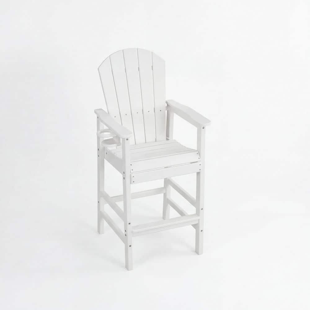 White All-Weather HDPE Bar Height Adirondack Chair with Armrests and Cup Holder Outdoor Lounge Chair in White Set of 1 price history on PriceWatchPro