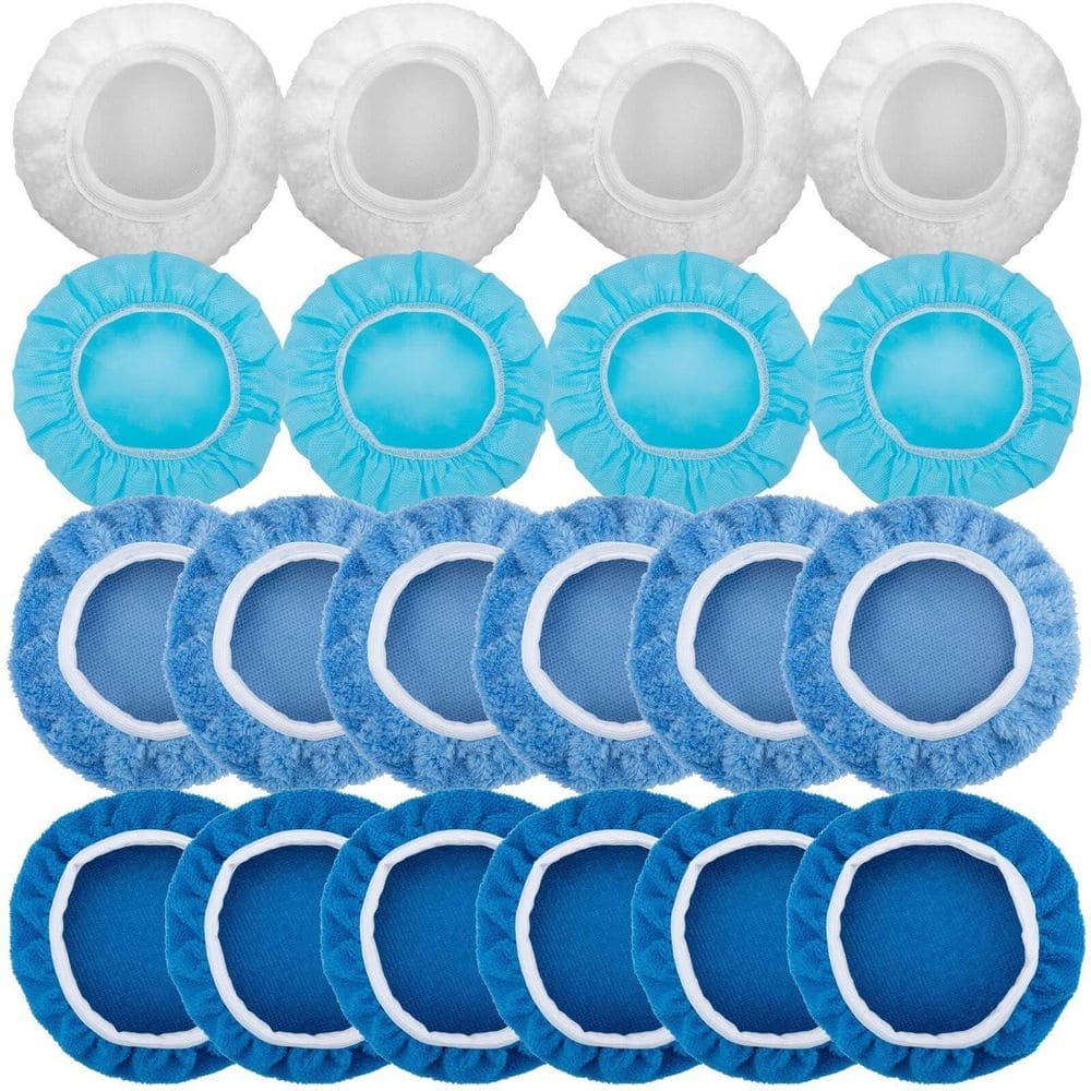 Microfiber Nonwoven Wool Coral Fleece Polishing Buffing Pad Set with Elastic Band for Car Orbital Buffer 20pcs price history on PriceWatchPro