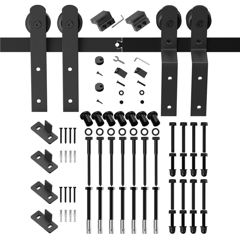 10 ft./120 in. Double Track Bypass Sliding Barn Door Track and Hardware Kit