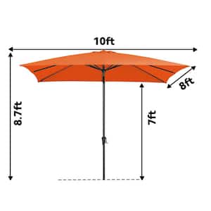8 ft. x 10 ft. Steel Rectangular Market Umbrella in Orange