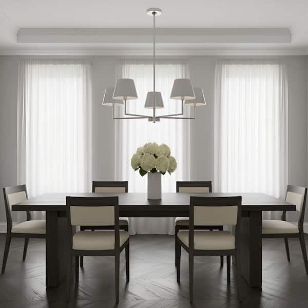 Generation Lighting Ender 32.63 in. W x 10.5 in. H 5-Light Brushed Nickel Modern Chandelier with Steel Shades and No Bulbs Included