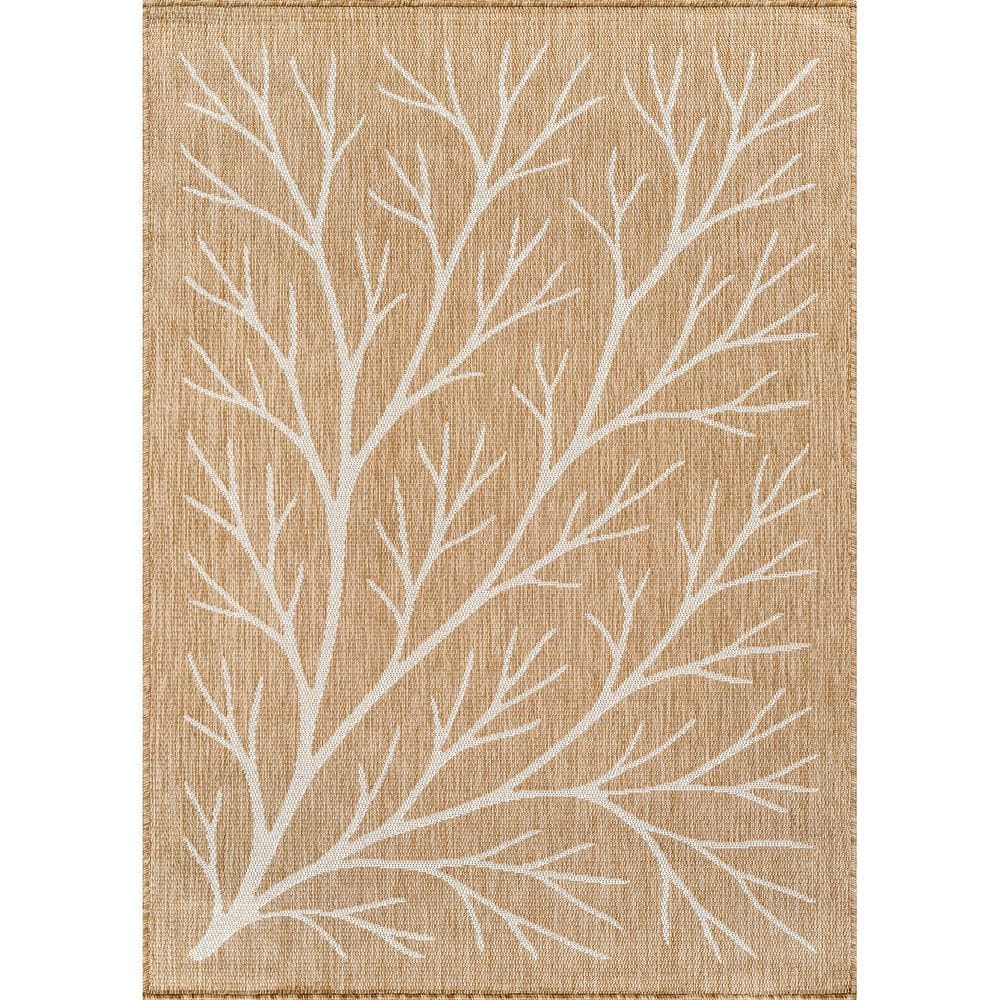 Flora Natural 9 ft. x 12 ft. Coral Branch Washable Indoor Outdoor Area Rug price history on PriceWatchPro