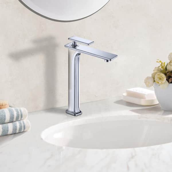 Satico 12 in. H Commercial Single Handle Single Hole Bathroom Faucet in Polished Chrome