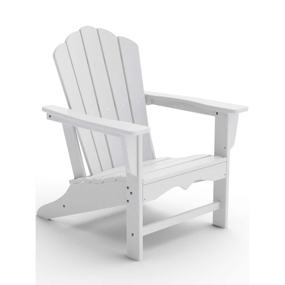 JEAREY Classic AllWeather HDPE Plastic Adirondack Chair in White PE