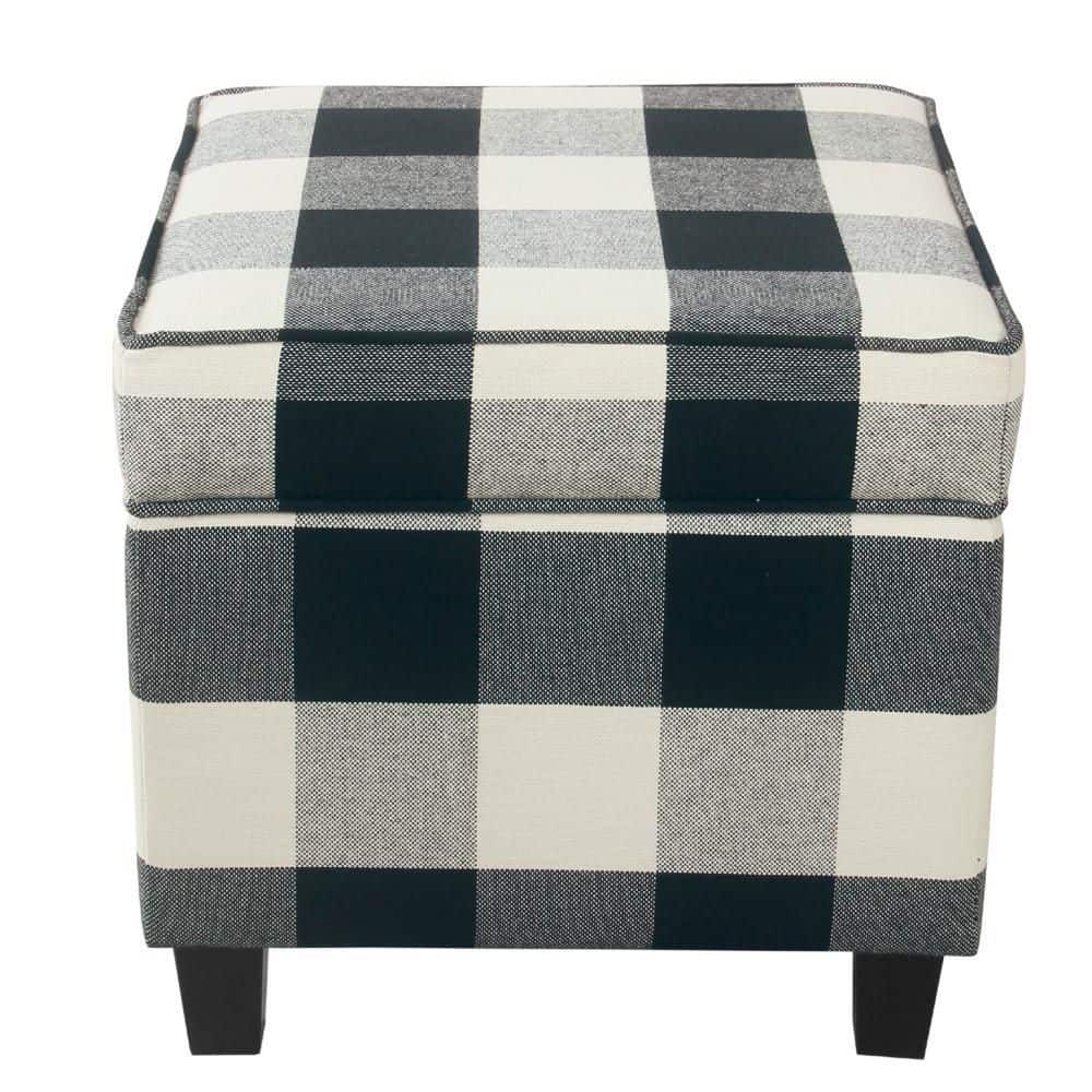 Pyp Black and White Fabric Square Storage Ottoman