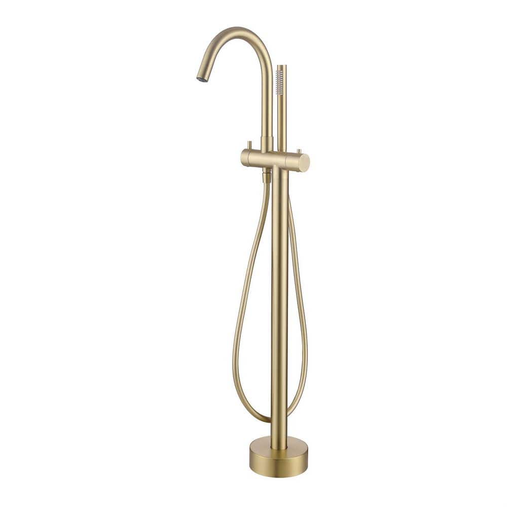 2-Handle Outdoor Freestanding Tub Faucet with Hand Shower Outdoor Thermostatic Stainless Steel Tub Filler Brushed Gold price history on PriceWatchPro