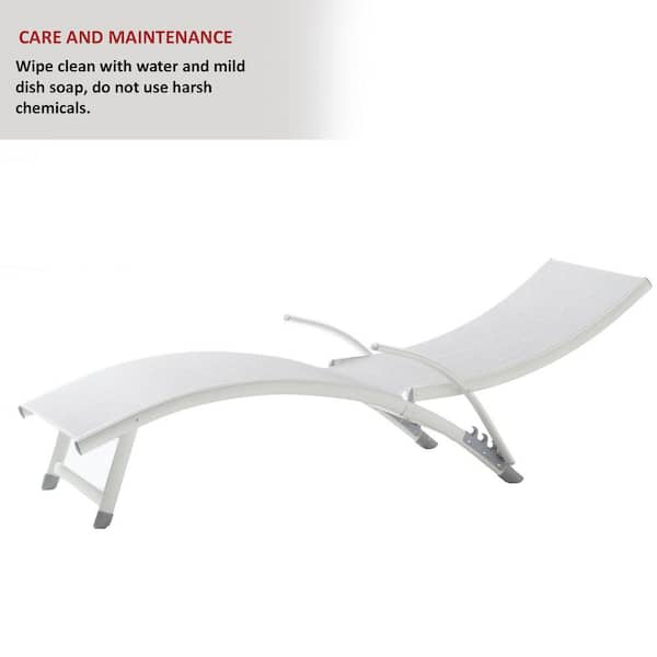 Loft White 2-Piece Metal Outdoor Poolside Stackable/Foldable Chaise Lounge