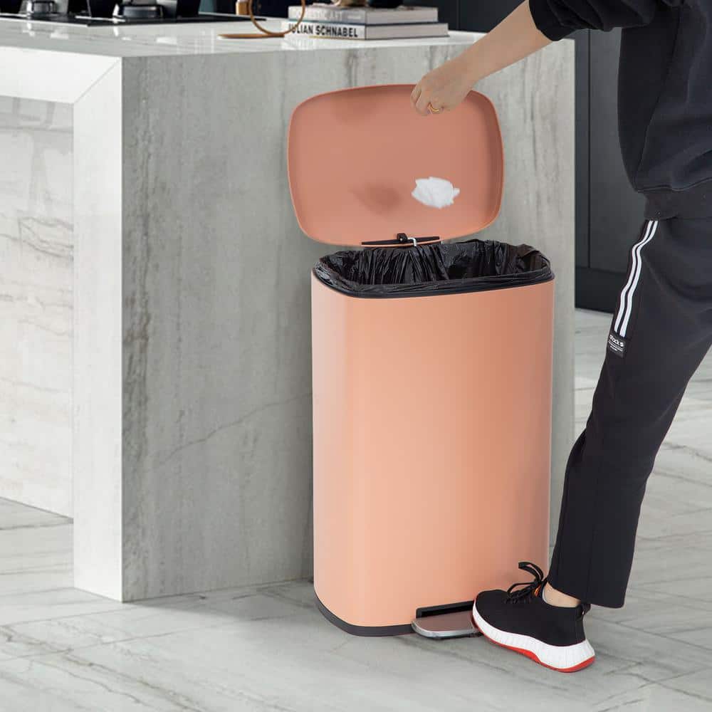 Pink Stainless Steel 13 Gallon Pedal Trash Can