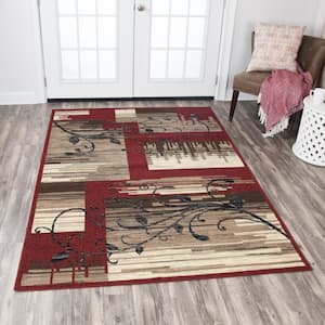 Xcite Red/Brown 5 ft. 2 in. x 7 ft. 3in. Rectangle Area Rug