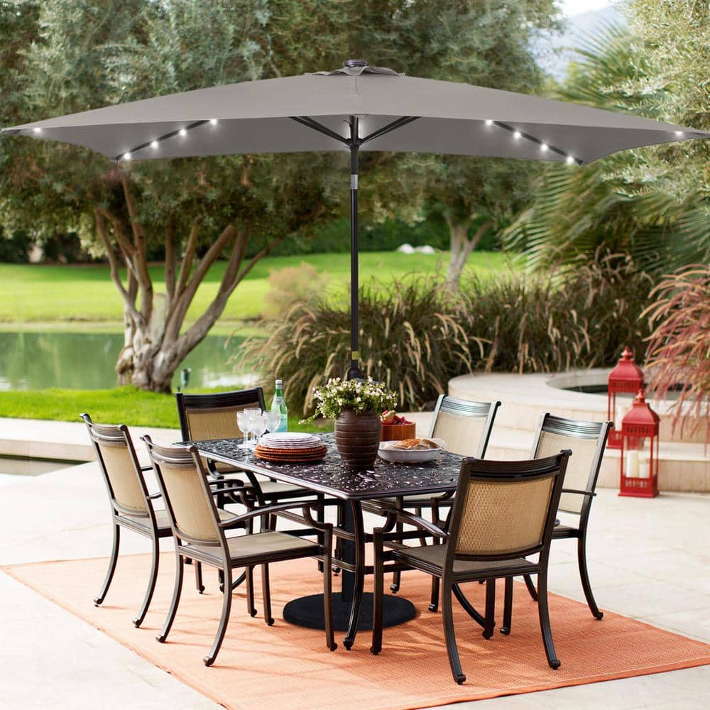 Amazon.com : Outsunny 9' x 7' Solar Umbrella, LED Lighted