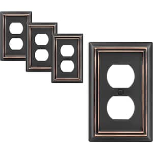 1-Gang Aged Bronze Duplex Outlet Metal Wall Plates (4-Pack)