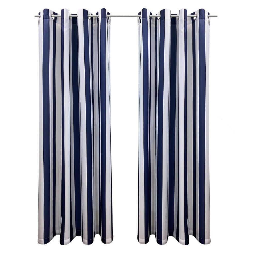 Seascapes Stripe 50 in. W x 96 in. L Light Filtering Grommet Indoor/Outdoor