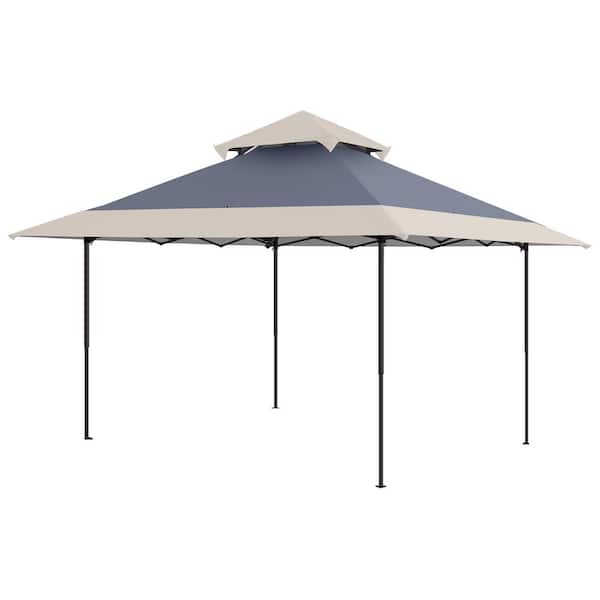 LAUREL CANYON 13 ft. x 13 ft. Gray Outdoor Sun Shade Pop Up Tent Canopy with Roller Carry Bag and Air Flow Vent