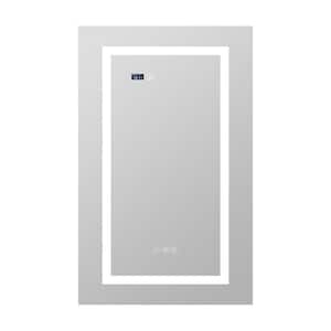 20 in. W x 32 in. H Rectangular Black Surface Mounted Medicine Cabinet with Mirror button LED Anti- fog